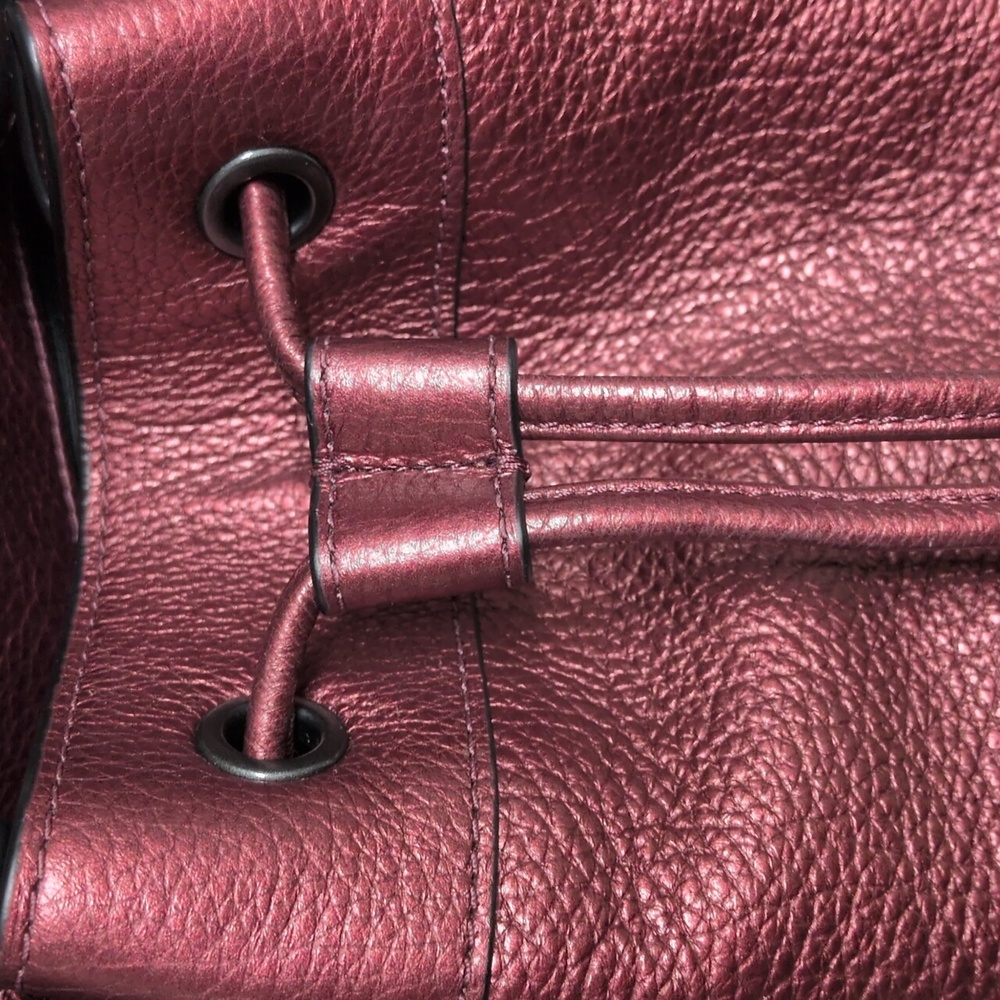Coach SET Mickie Bag Red Metallic Pebble Leather & Signature Wristlet Wallet - Picture 7 of 17